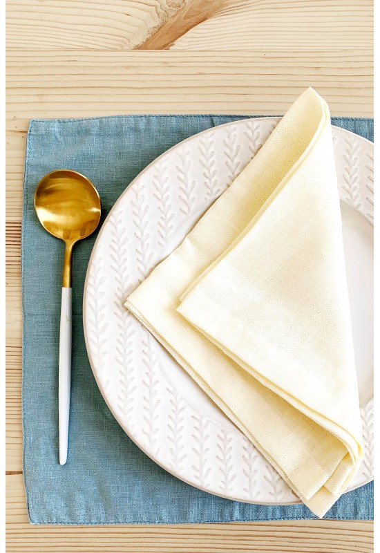 Dusty Blue Linen Cloth Table Placemats