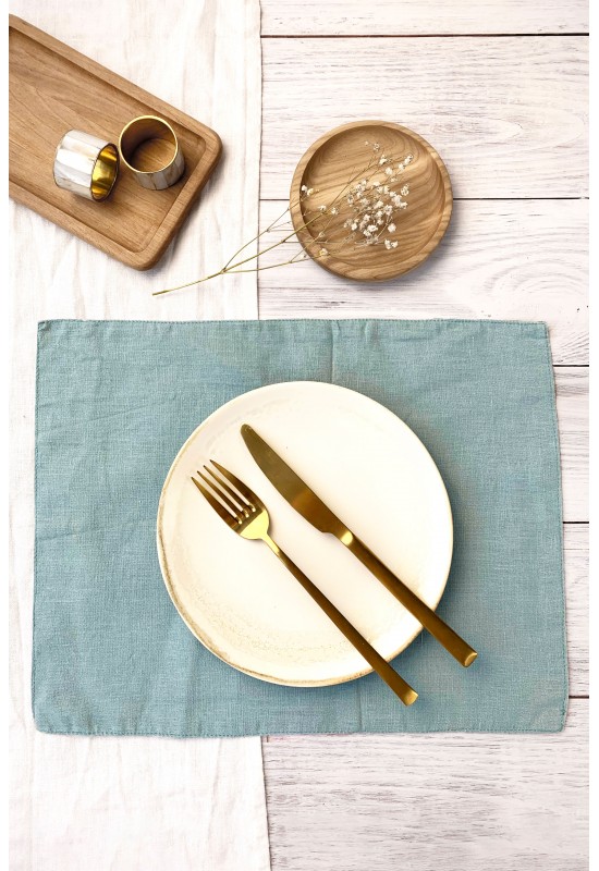 Dusty Blue Linen Cloth Table Placemats