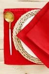 Bright Red Linen Cloth Table Placemats