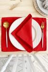 Red cloth linen placemats table lunch dinner sets
