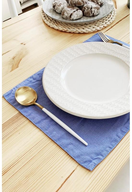 Light Sky Blue Linen Cloth Table Placemats