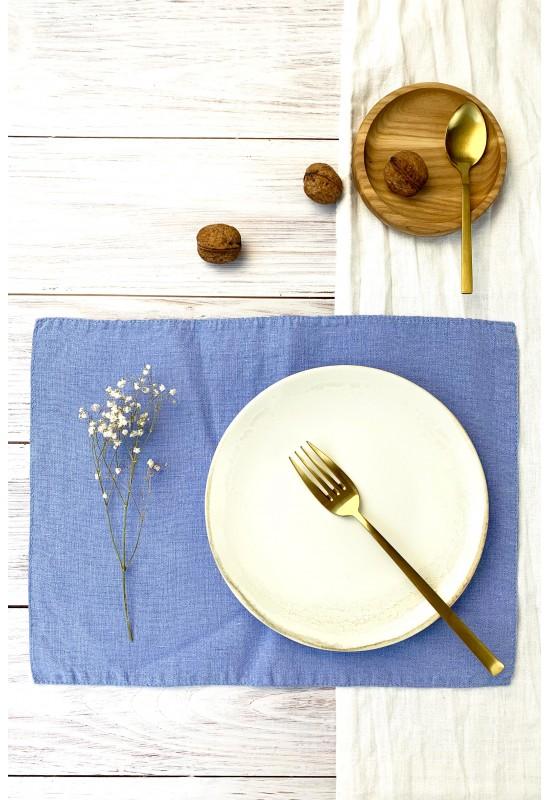 Linen table placemats in Sky blue