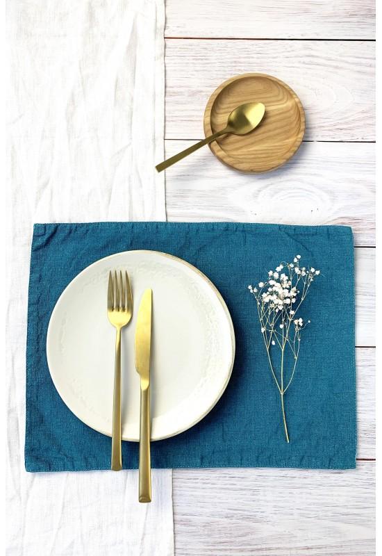 Cloth placemats Teal dark turquoise linen dinner