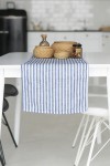 Blue Striped Linen Table Runner 