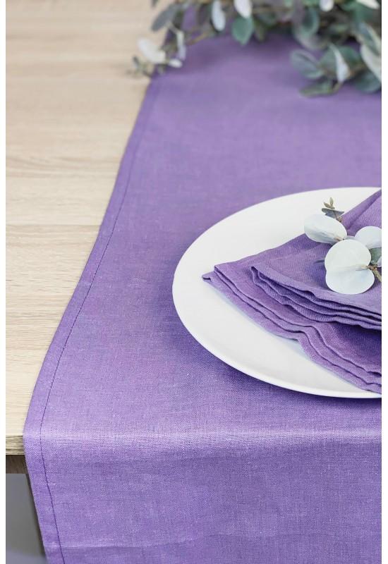 Linen table runner in Lavender (Purple)