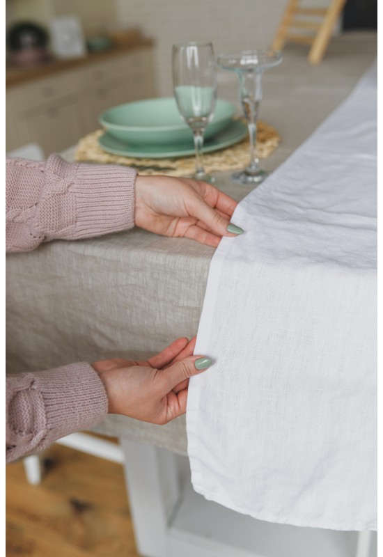 White Linen Table Runner