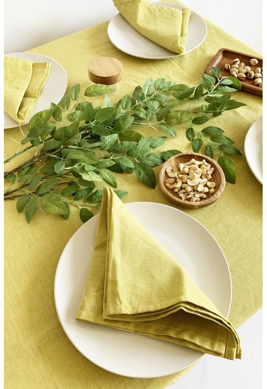 Chartreuse Yellow Linen Tablecloth