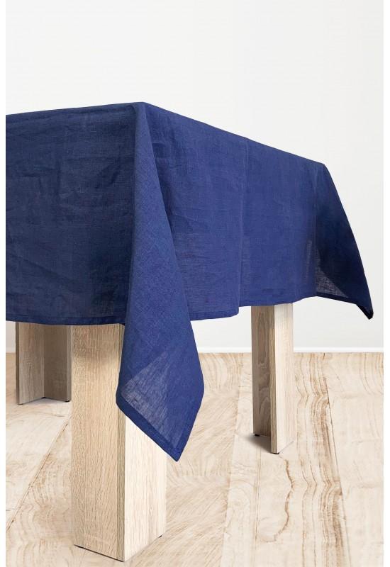 Dark Midnight Blue Linen Tablecloth