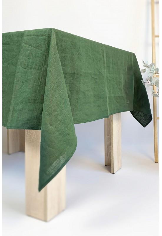 Linen tablecloth in Moss green