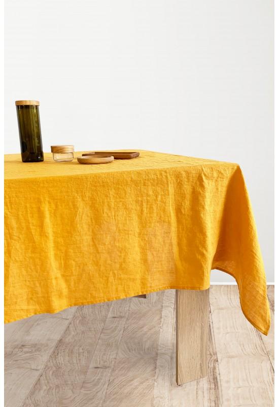 Linen tablecloth in Mustard yellow