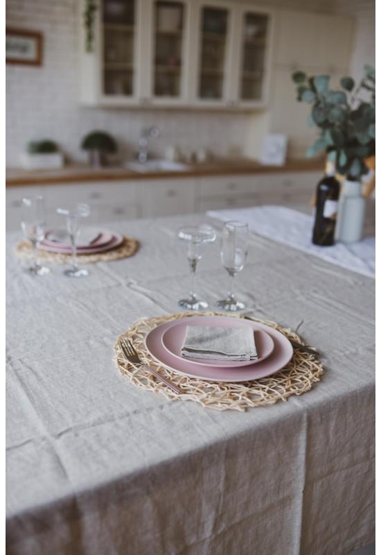 Light gray tablecloth linen dinner long small 
