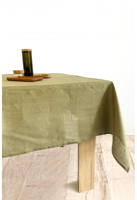 Linen tablecloth in Olive