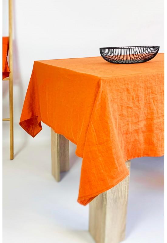 Orange linen tablecloth Rectangle Wedding Square