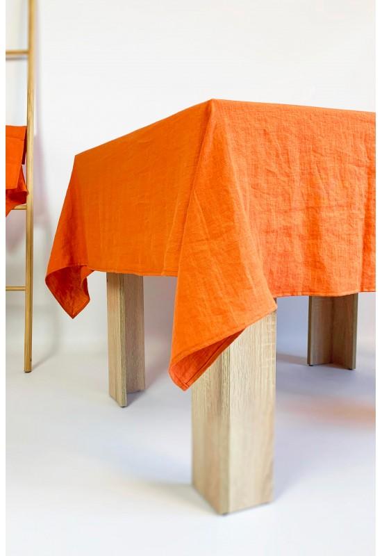 Orange Linen Tablecloth
