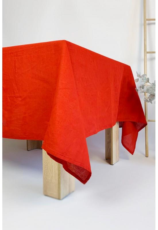 Linen tablecloth in Red