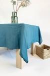 Teal linen tablecloth Rectangle Square Round large 