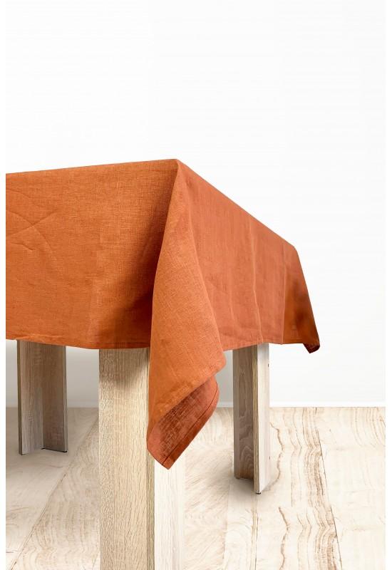 Terracotta (Burnt orange) Linen tablecloth Wedding 