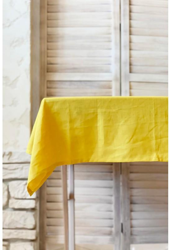 Yellow linen tablecloth