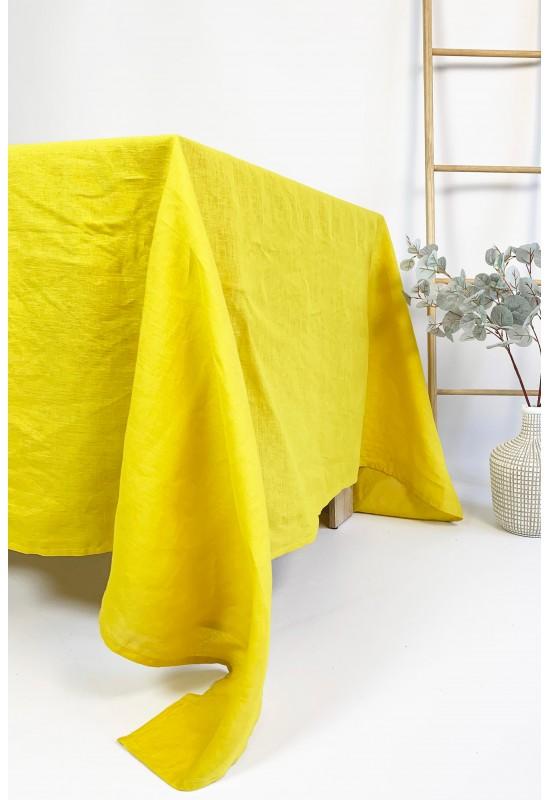Yellow linen tablecloth