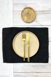 Black linen placemats gothic modern dinner table 