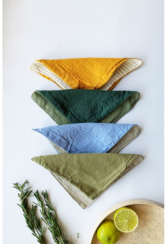 Set of 4 Linen washcloth wipes