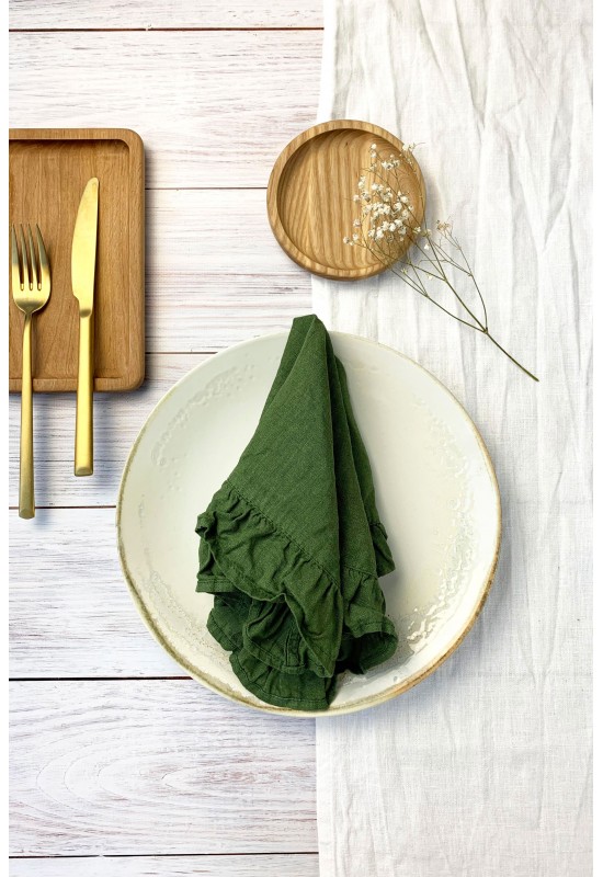 Linen Cloth Napkins with Ruffles