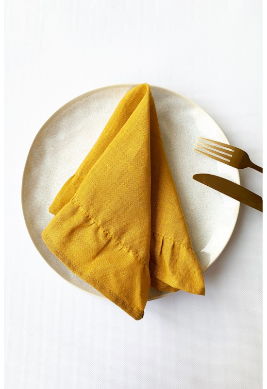 Linen Cloth Napkins with Ruffles