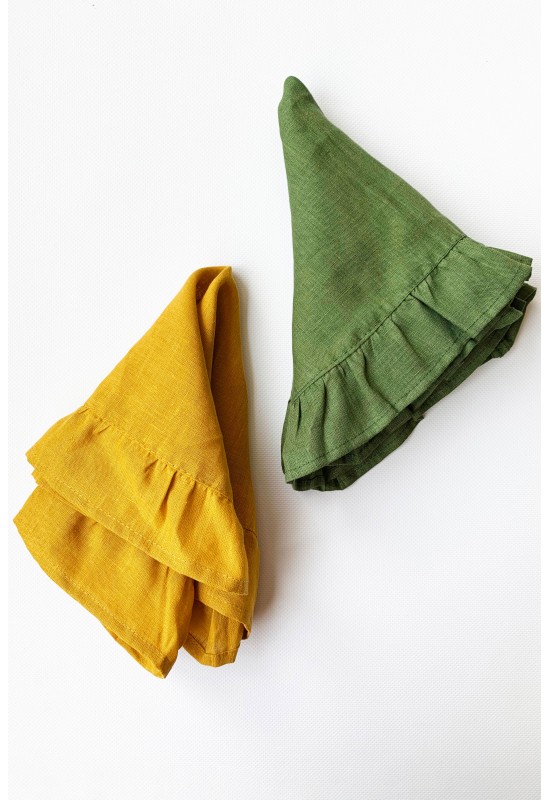 Linen Cloth Napkins with Ruffles