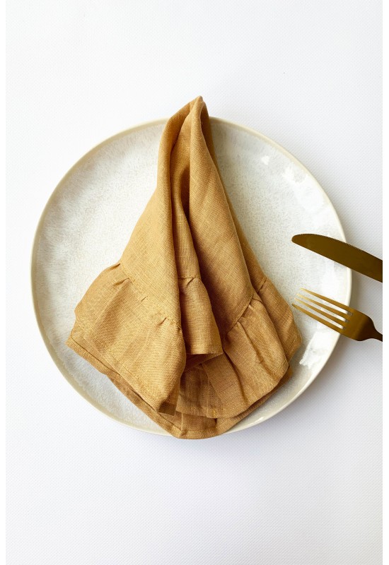 Linen Cloth Napkins with Ruffles