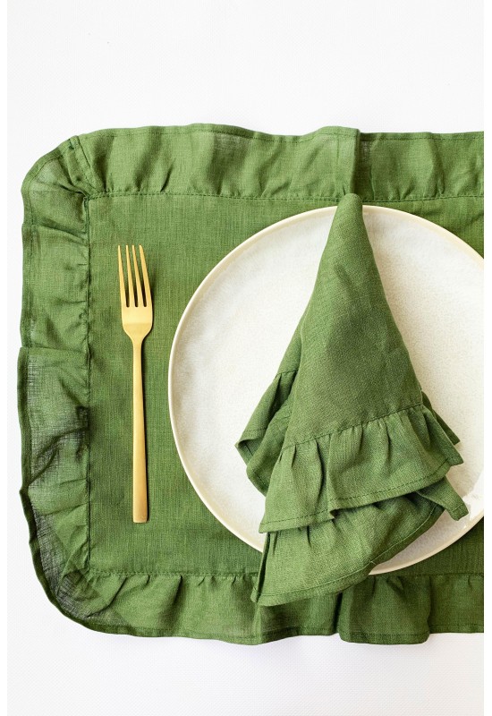 Sage Green Linen Napkins and Placemats for Wedding Cloth 