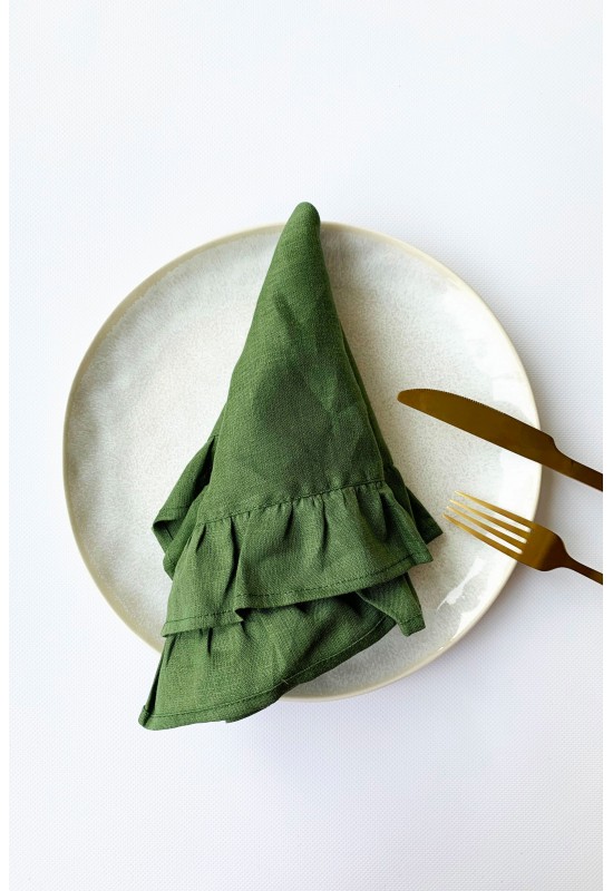 Linen Cloth Napkins with Ruffles