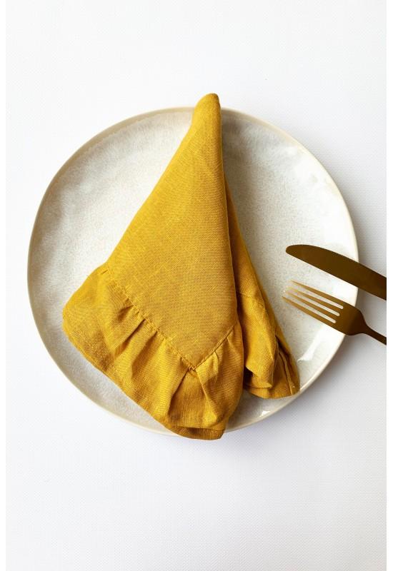 Linen Cloth Napkins with Ruffles