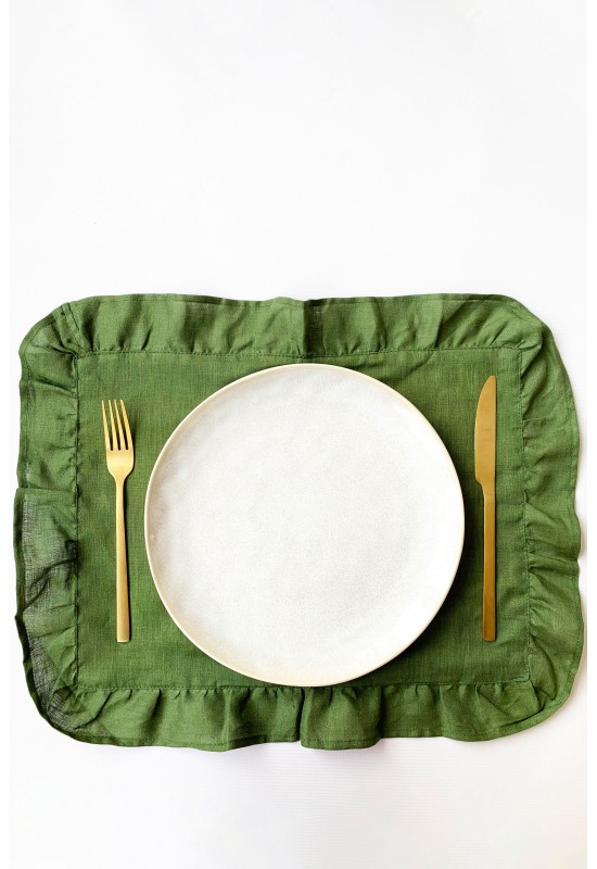 Ruffled Linen Cloth Table Placemats