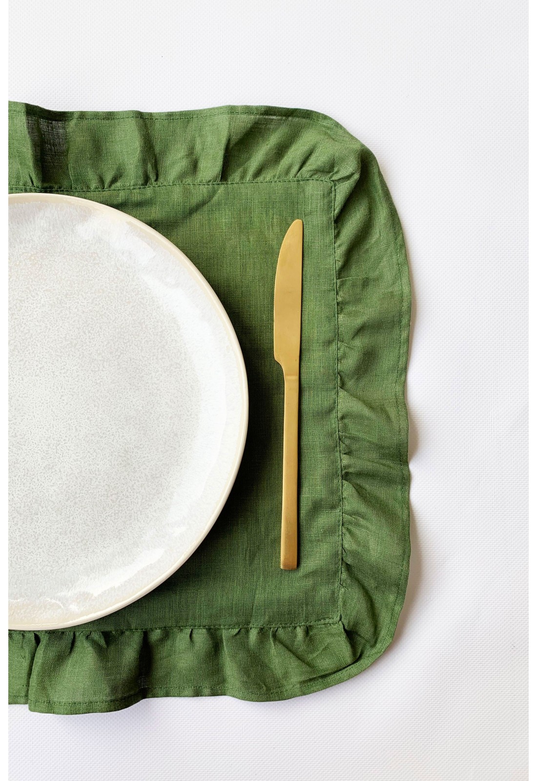 Ruffled Linen Cloth Table Placemats Various Sizes and Colors