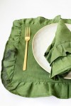 Ruffled Linen Cloth Table Placemats