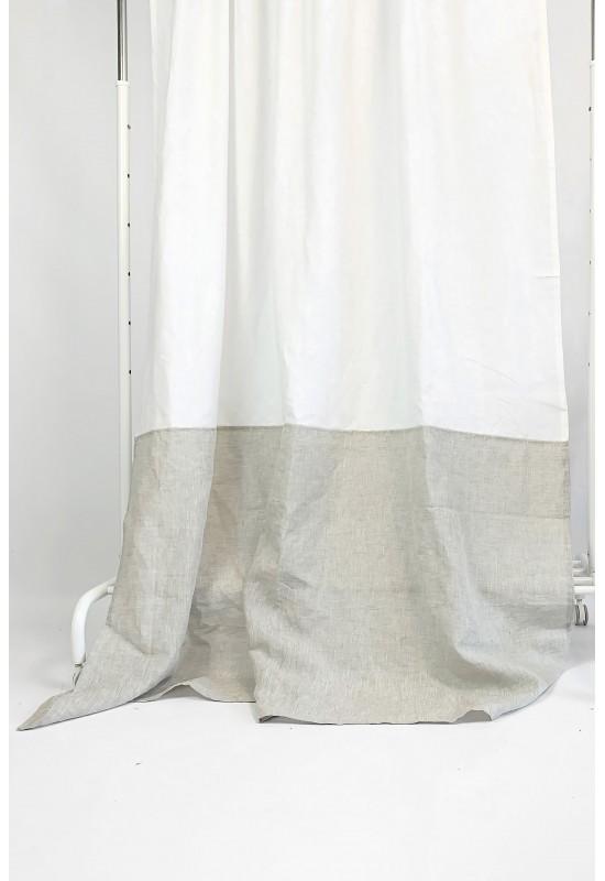 Color block Linen curtain panels Long Wide Rod Tab