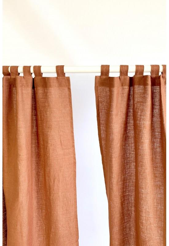 Color Block Linen Curtain Panels
