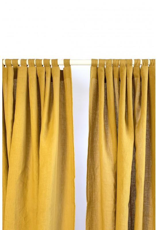Color Block Linen Curtain Panels