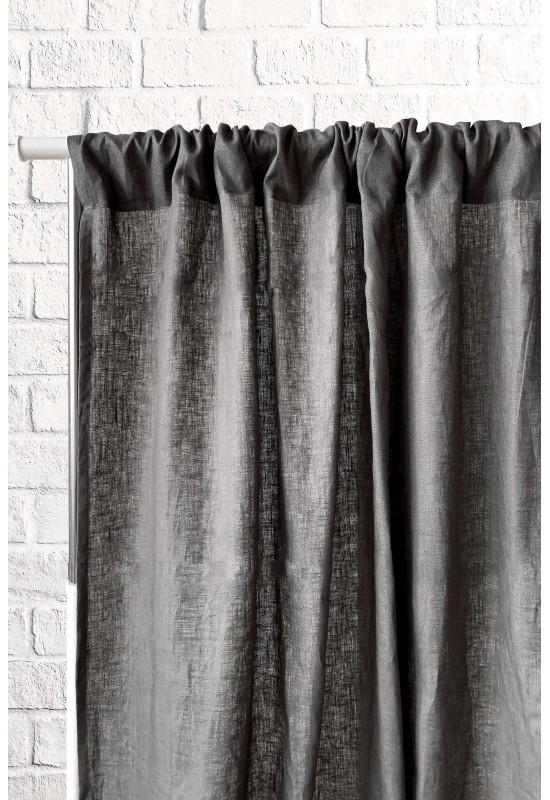 Rod pocket linen curtain panel Long Wide Semi sheer