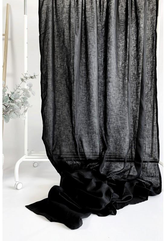 Rod pocket linen curtain panel Long Wide Semi sheer