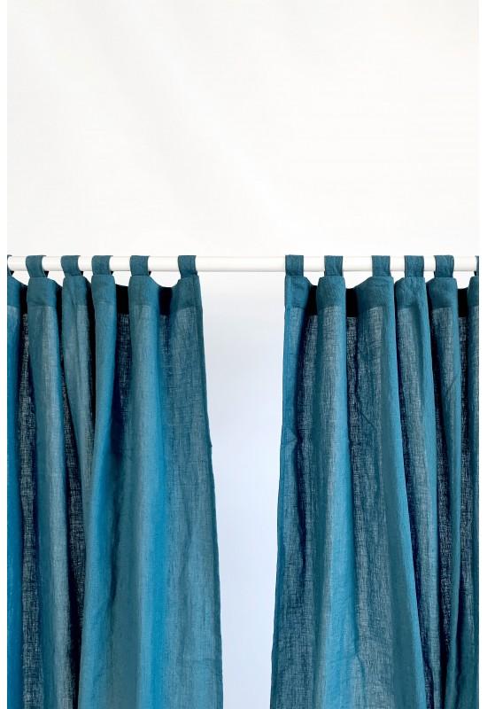 Tab top linen curtain panels Long Wide Semi sheer 