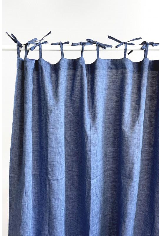 Tie top linen curtain panels Long Wide Semi sheer 