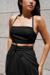 Linen tie back crop top Linen tank top Open back