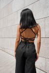 Linen tie back crop top Linen tank top Open back