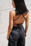 Linen tie back crop top Linen tank top Open back