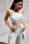 Linen tie back crop top Linen tank top Open back