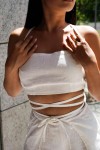 Linen tie back crop top Linen tank top Open back