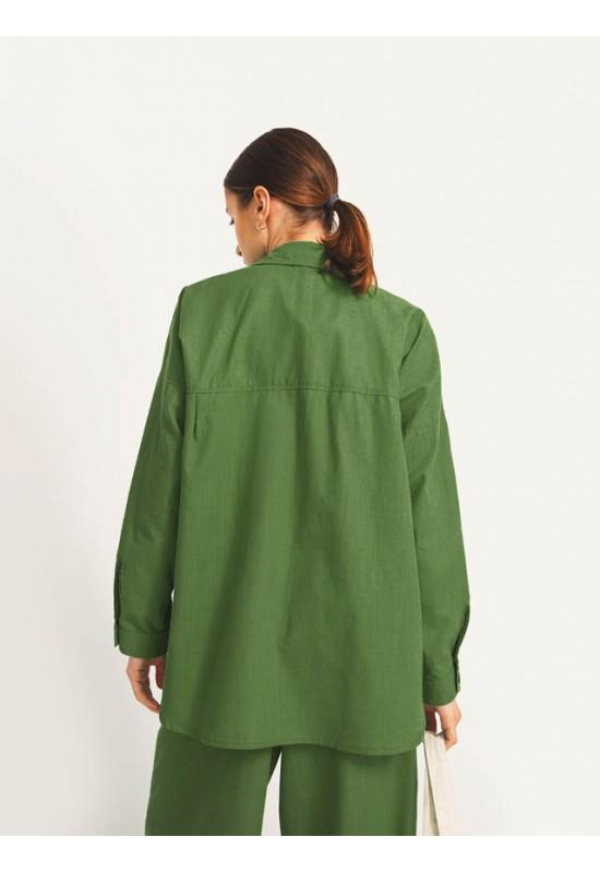 Oversized Linen shirt for women Collar Long sleeve linen blouse