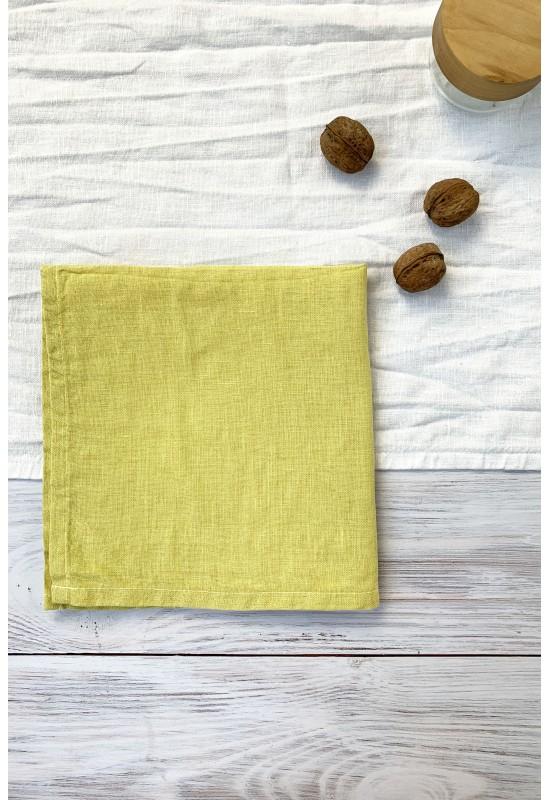 Linen cloth napkins in Chartreuse yellow 