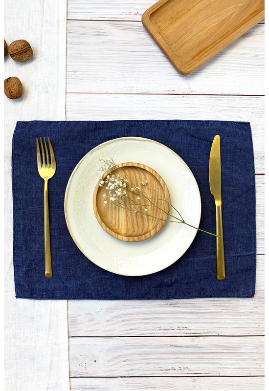 Dark Blue Linen Table Placemats 